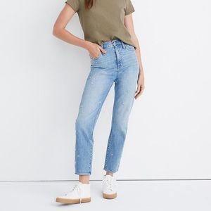 Madewell daisy embroidered classic straight jeans